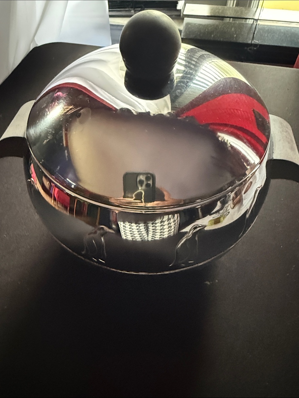 Reflective Silver Home Accent Lantern with Black Knob